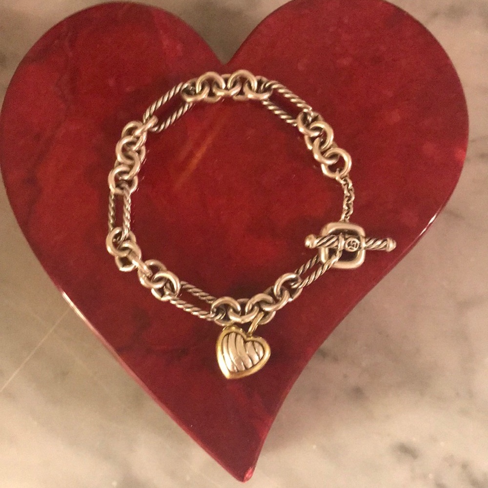 David Yurman chain bracelet with heart charm.